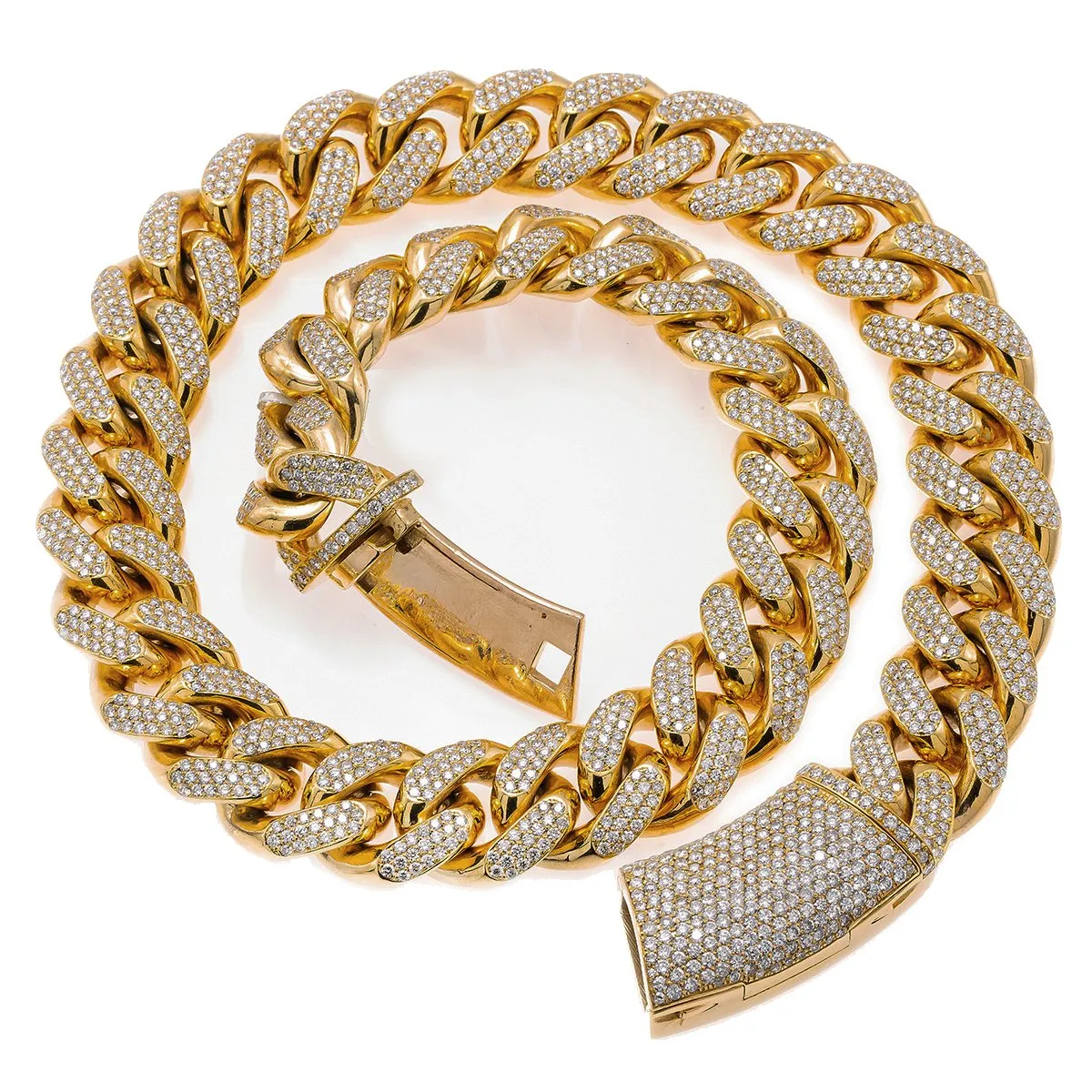 10K Yellow Gold 22 Cuban Chain With 35.75 CT Diamond