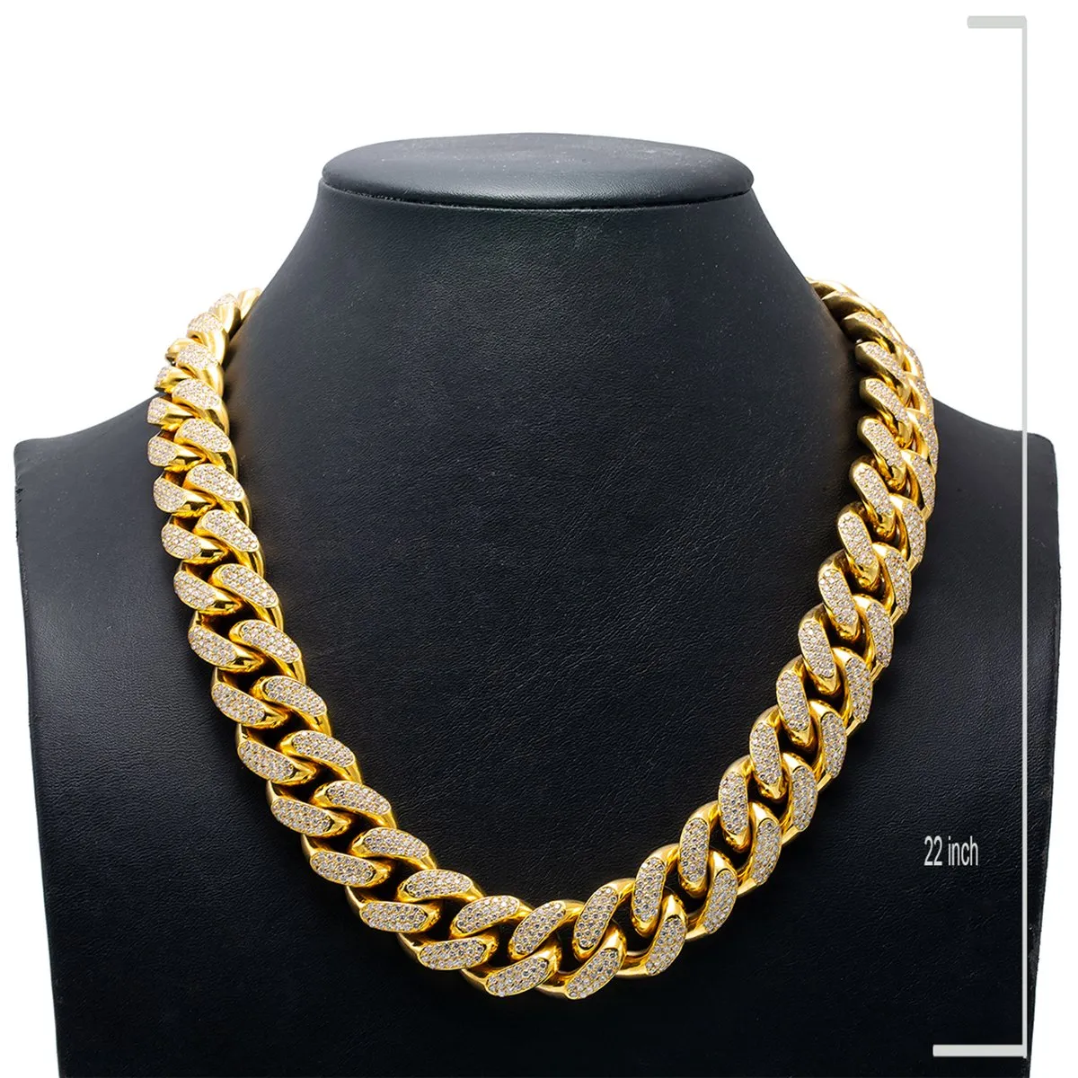 10K Yellow Gold 22 Cuban Chain With 35.75 CT Diamond