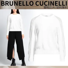 BRUNELLO CUCINELLI  |Crew Neck Casual Style Long Sleeves Plain Cotton Party Style