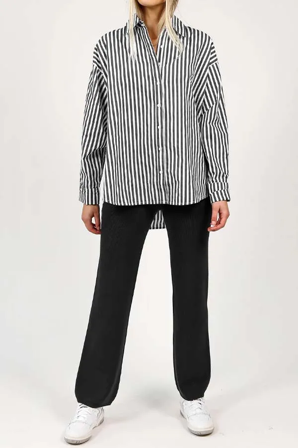 Brunette the Label Striped Button Up