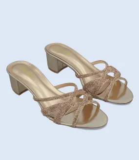 BW9623-GOLDEN-Women Formal Slipper Heels