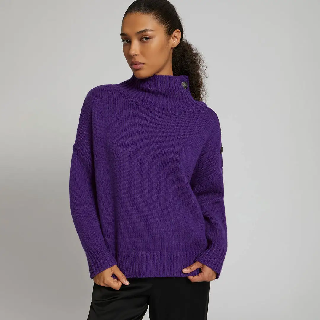 CASHMERE WOOL KNIT JUMPER PURPLE