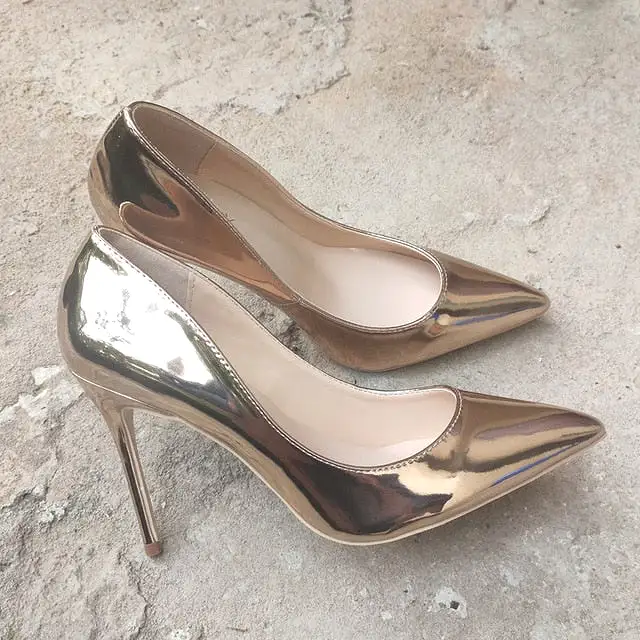 Champagne Gold Patent Leather Pumps