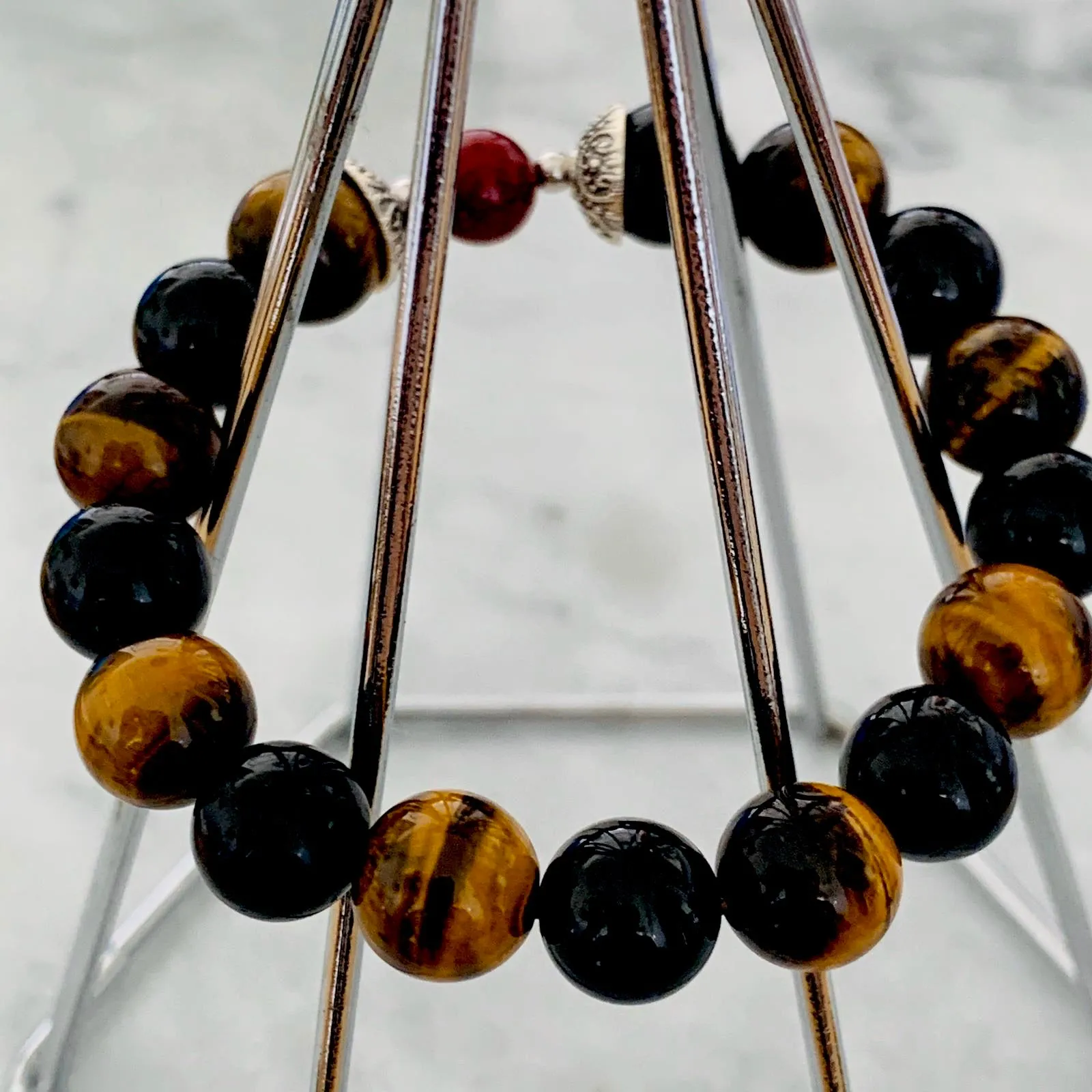 Cinnabar, Black Tourmaline & Tigereye Men Bracelet