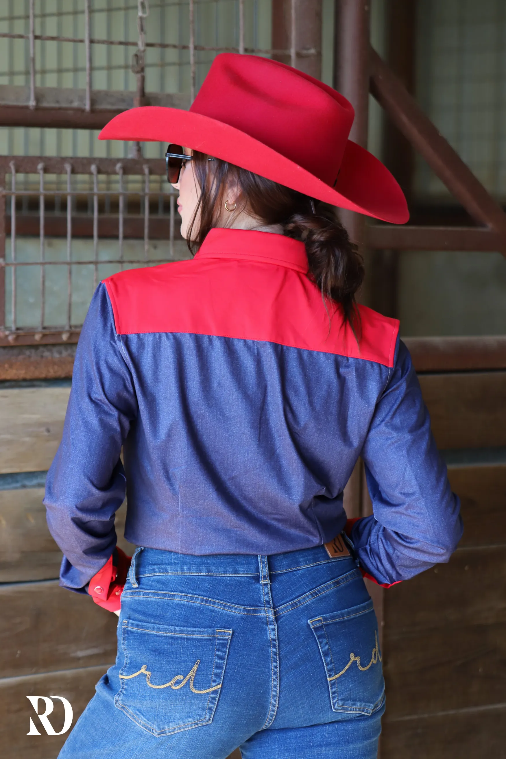 DENIM & RED PERFORMANCE RODEO SHIRT (ADULT)