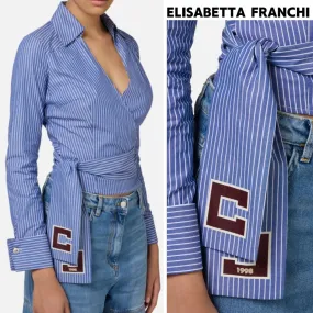 ELISABETTA FRANCHI  |Stripes Casual Style Long Sleeves Cotton Party Style