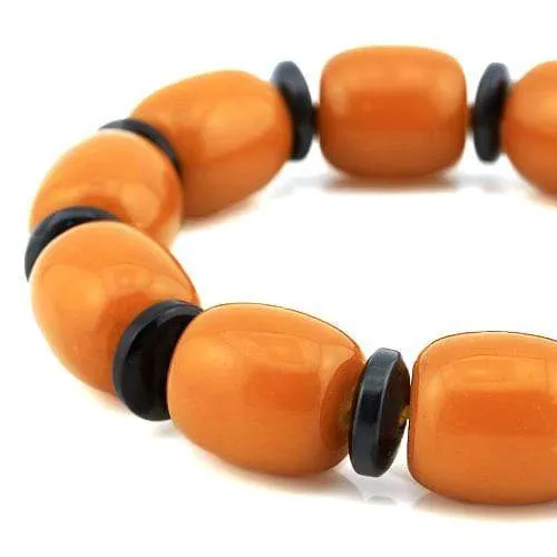 Ethnic Element Infused Menmade 16MM Amber Bead on Elastic String for Men /Women