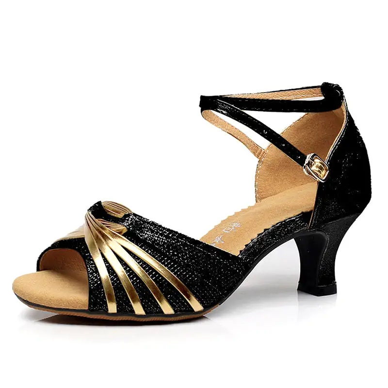 Gold Party Open Toe Woman Latin Dance Shoes Heel High Heels