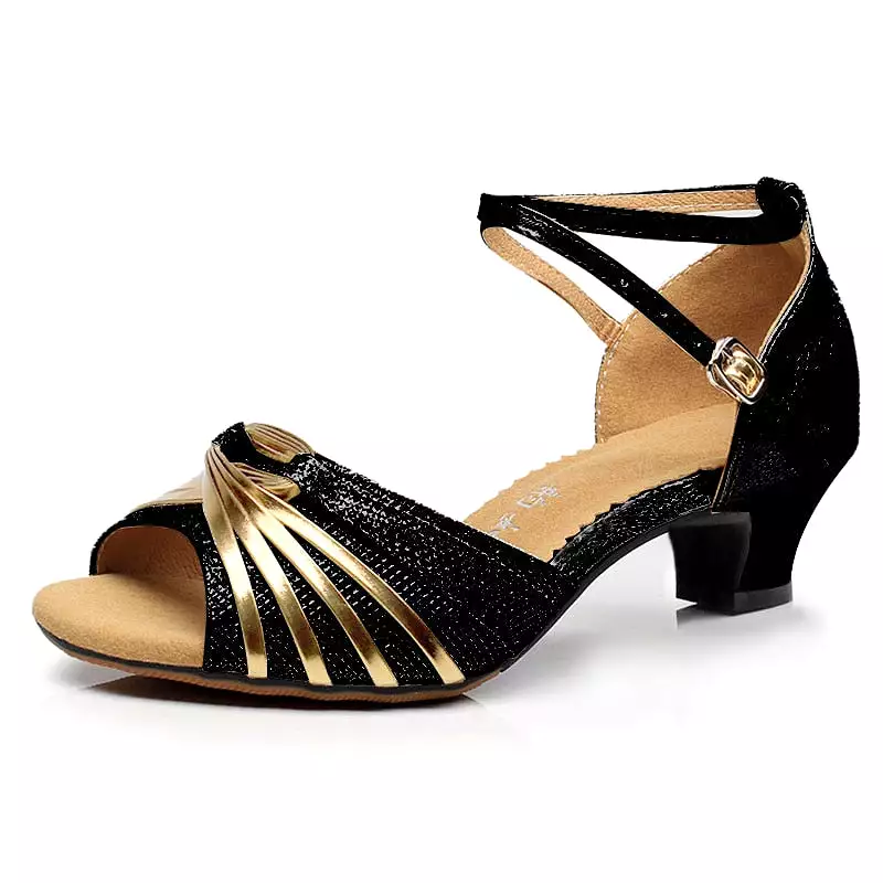 Gold Party Open Toe Woman Latin Dance Shoes Heel High Heels