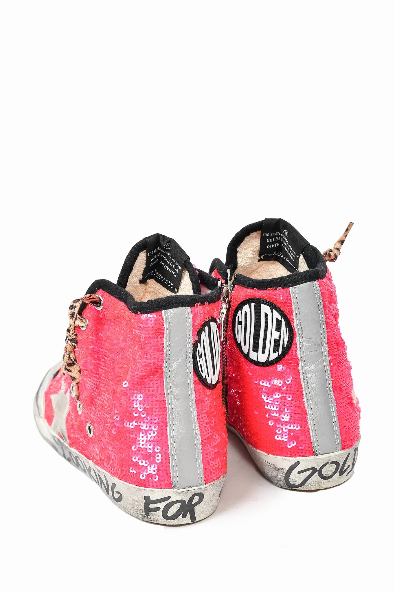 Golden Goose Hot Pink Sequin Cheetah Print Sneakers Size 35