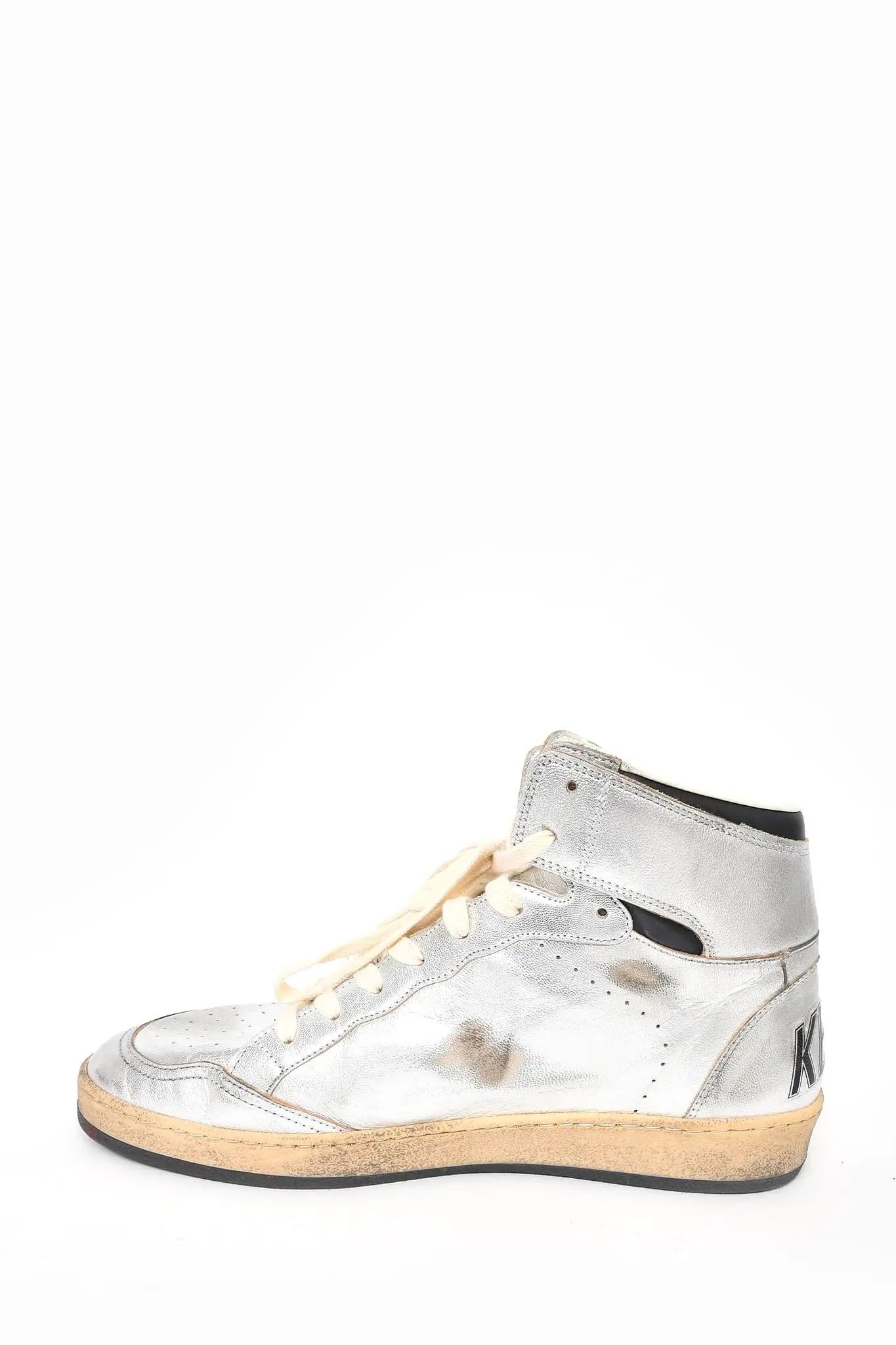 Golden Goose Silver Metallic Leather High Top Sneakers sz 43 Mens