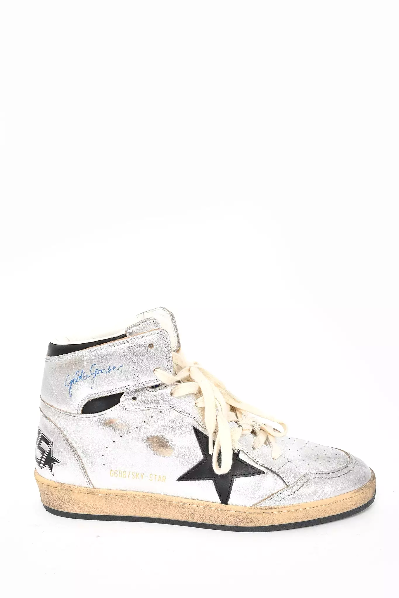 Golden Goose Silver Metallic Leather High Top Sneakers sz 43 Mens