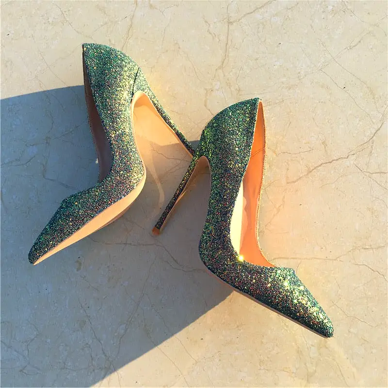 Green high heels Pumps Shoes