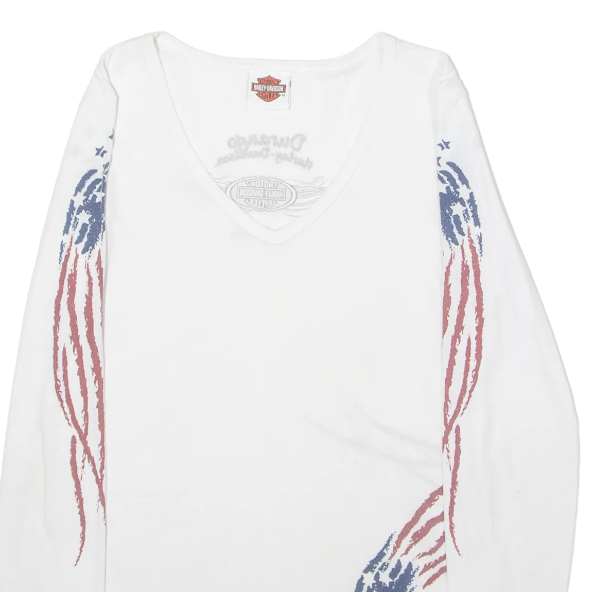 HARLEY DAVIDSON Durango Colorado Womens Biker T-Shirt White USA V-Neck M