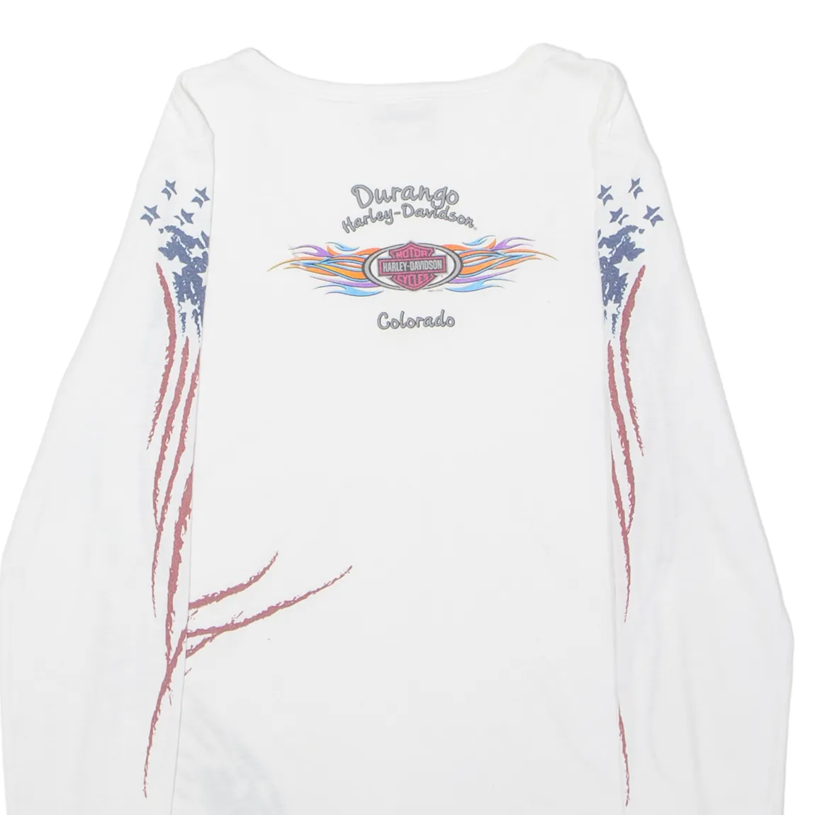 HARLEY DAVIDSON Durango Colorado Womens Biker T-Shirt White USA V-Neck M