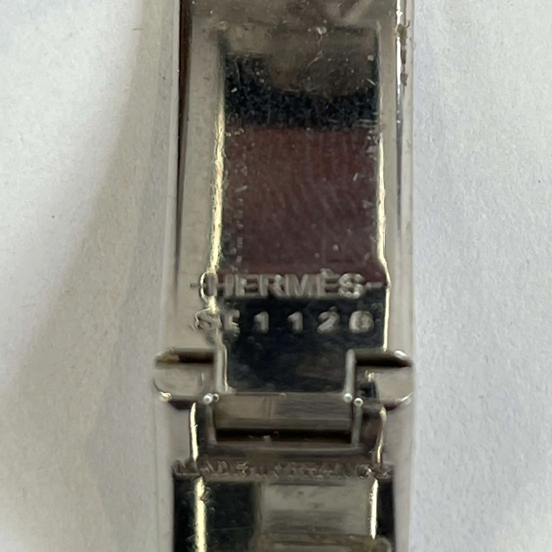 Hermes 530 Marron Glace Enamel & Palladium Clic Clac H Bracelet PM