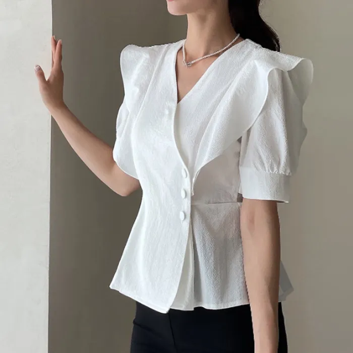 I AM MARI  |Plain Short Sleeves Party Style Office Style Formal Style