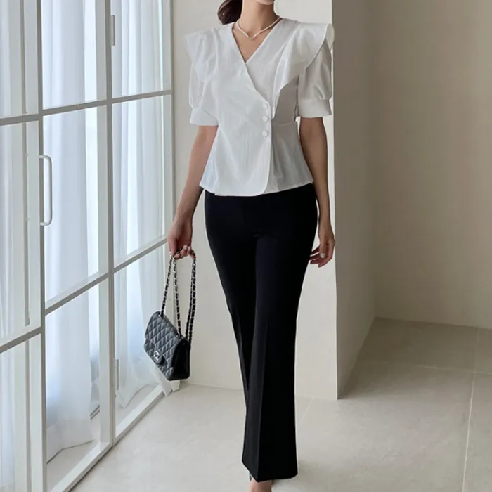 I AM MARI  |Plain Short Sleeves Party Style Office Style Formal Style