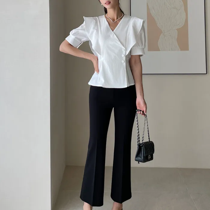 I AM MARI  |Plain Short Sleeves Party Style Office Style Formal Style