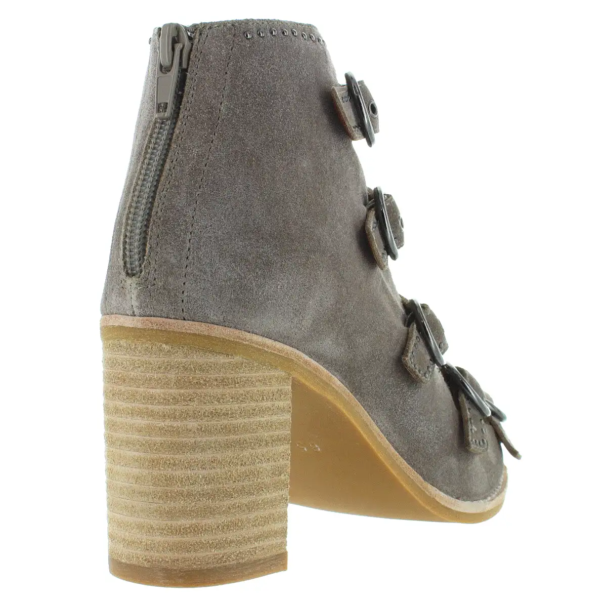 Jeffrey Campbell Bess - Taupe Suede Studded Buckle Strap Sandal Bootie