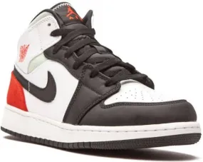 Jordan Kids Air Jordan 1 Mid SE Red Grey Black Toe sneakers White