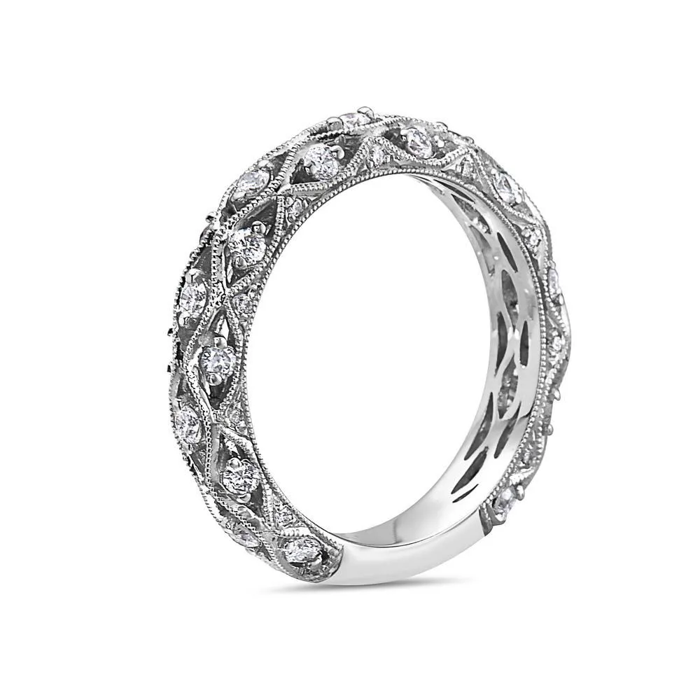 Ladies 18k White Gold With 0.75CT Wedding Band