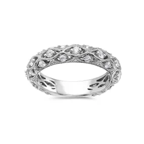 Ladies 18k White Gold With 0.75CT Wedding Band