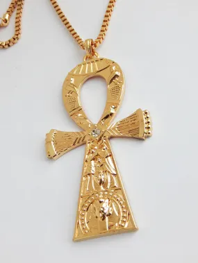 Large Gold Ankh Necklace Mens Jewelry African Egyptian Ankh Pendant