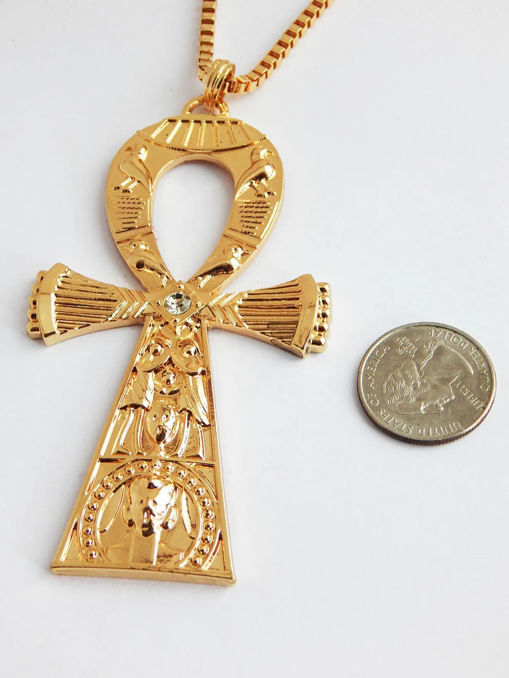 Large Gold Ankh Necklace Mens Jewelry African Egyptian Ankh Pendant