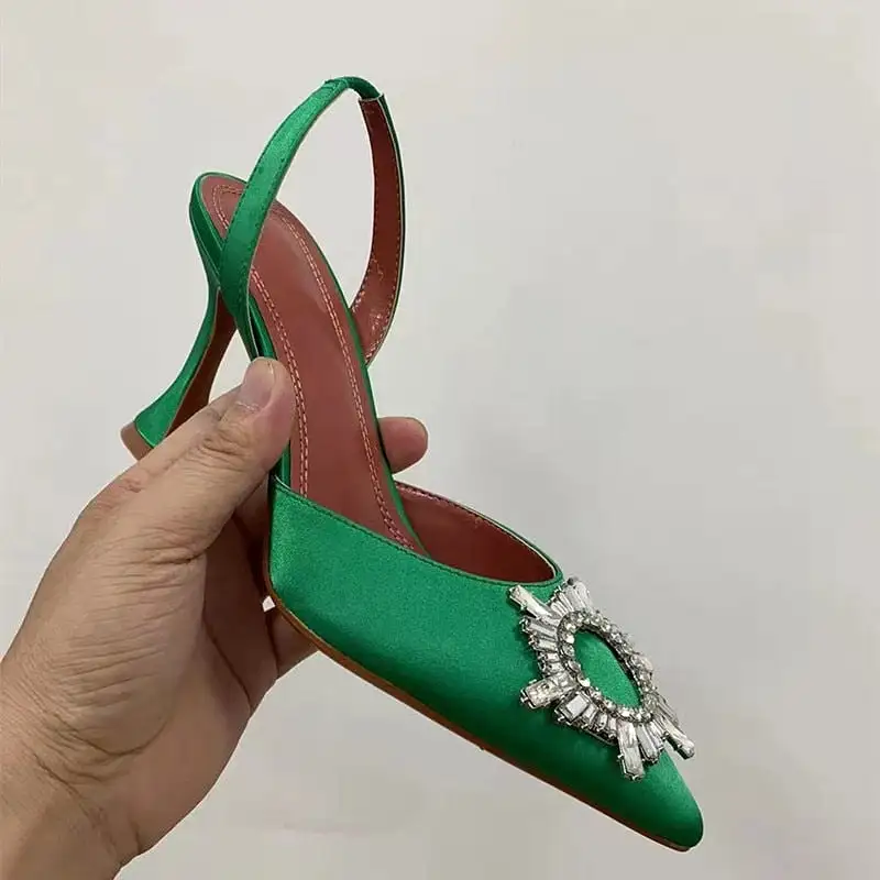 Luxury Crystal Slingback High heels Summer Wedding Shoes