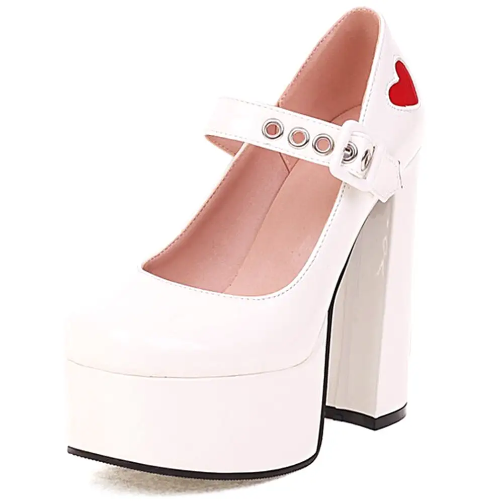 Luxury Marry Janes Pumps High Heels Buckle Platform