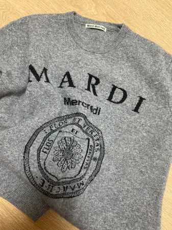 Mardi Mercredi  |Wool U-Neck Formal Style  Logo V-neck & Crew neck