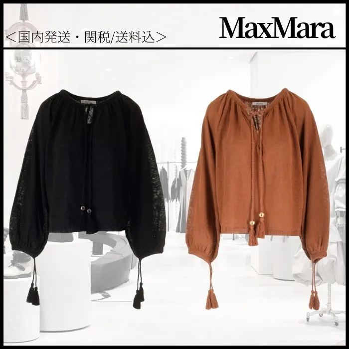 MaxMara  |Casual Style Linen Long Sleeves Plain Formal Style