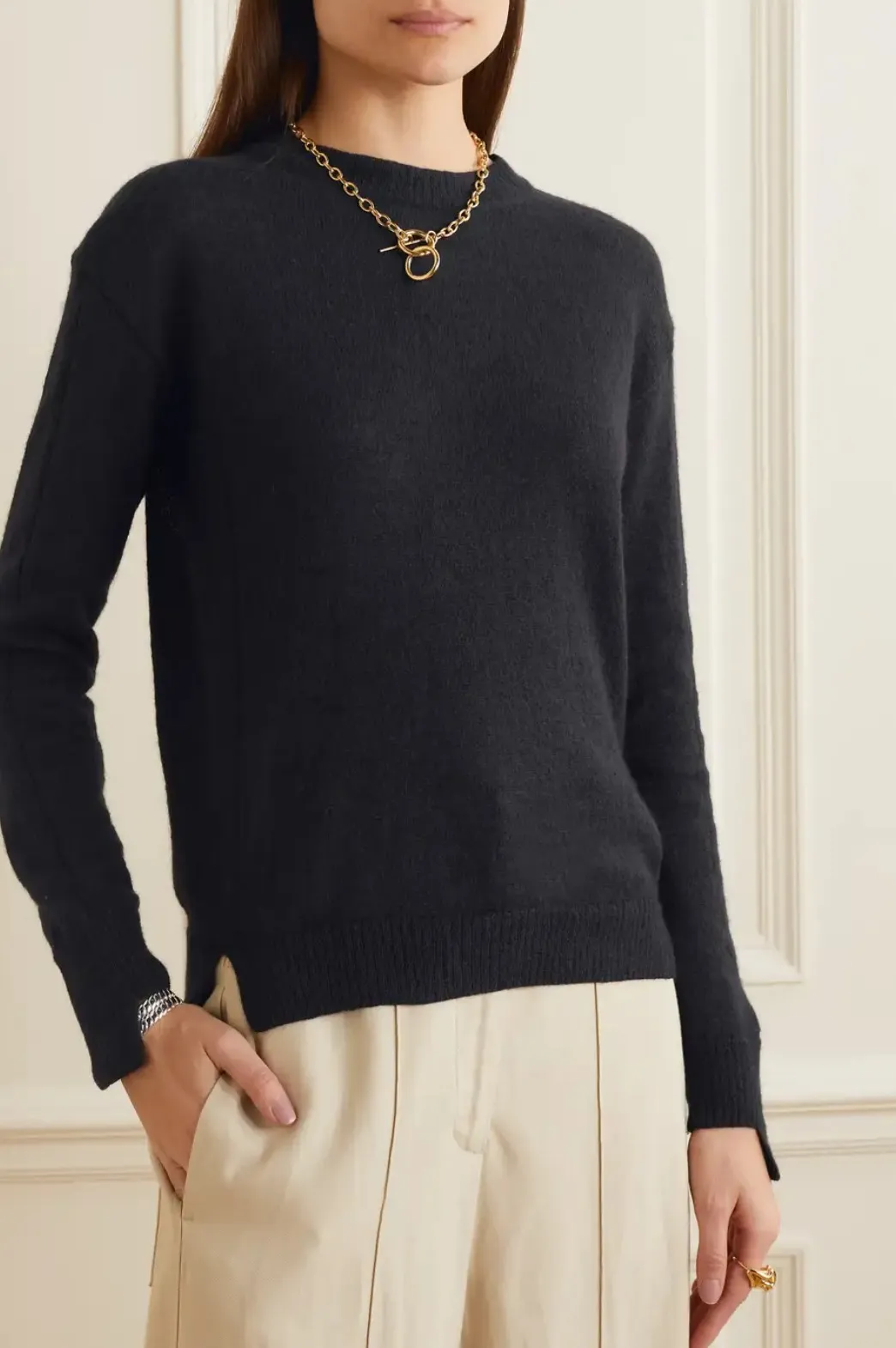 MaxMara  |Crew Neck Casual Style Long Sleeves Cotton Office Style