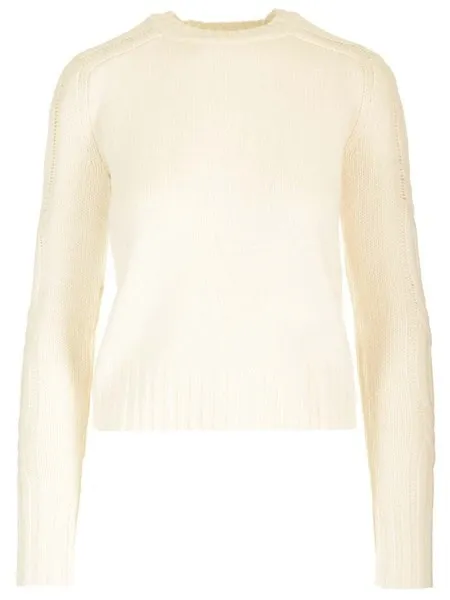 MaxMara  |Crew Neck Street Style Long Sleeves Plain Cotton