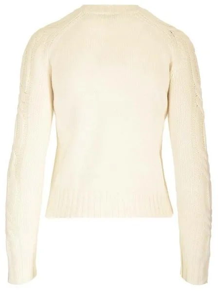 MaxMara  |Crew Neck Street Style Long Sleeves Plain Cotton