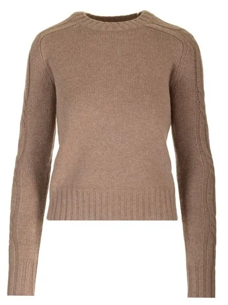 MaxMara  |Crew Neck Street Style Long Sleeves Plain Cotton