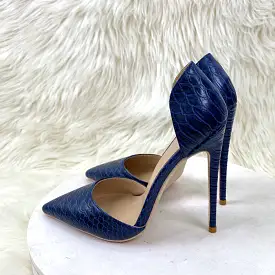 Navy Blue D' Orsay High Heels