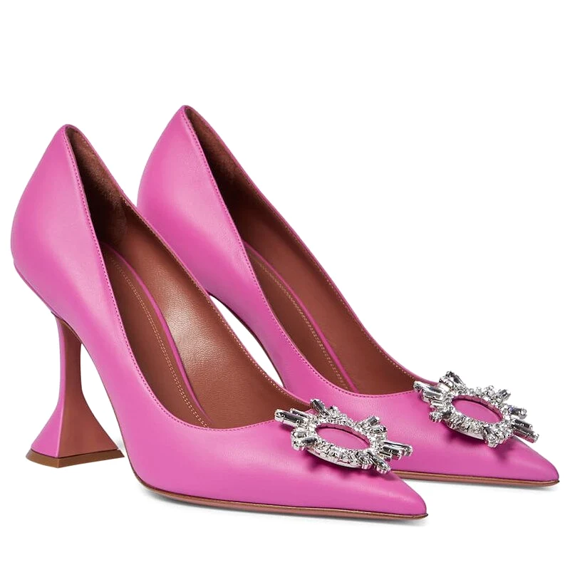 Rhinestones Patent Leather Women Pumps Comfortable Cup Heeled Lady Party Spring Summer High Heels  Shoes