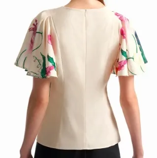 SaturdayClub  |Flower Patterns Short Sleeves Elegant Style Formal Style