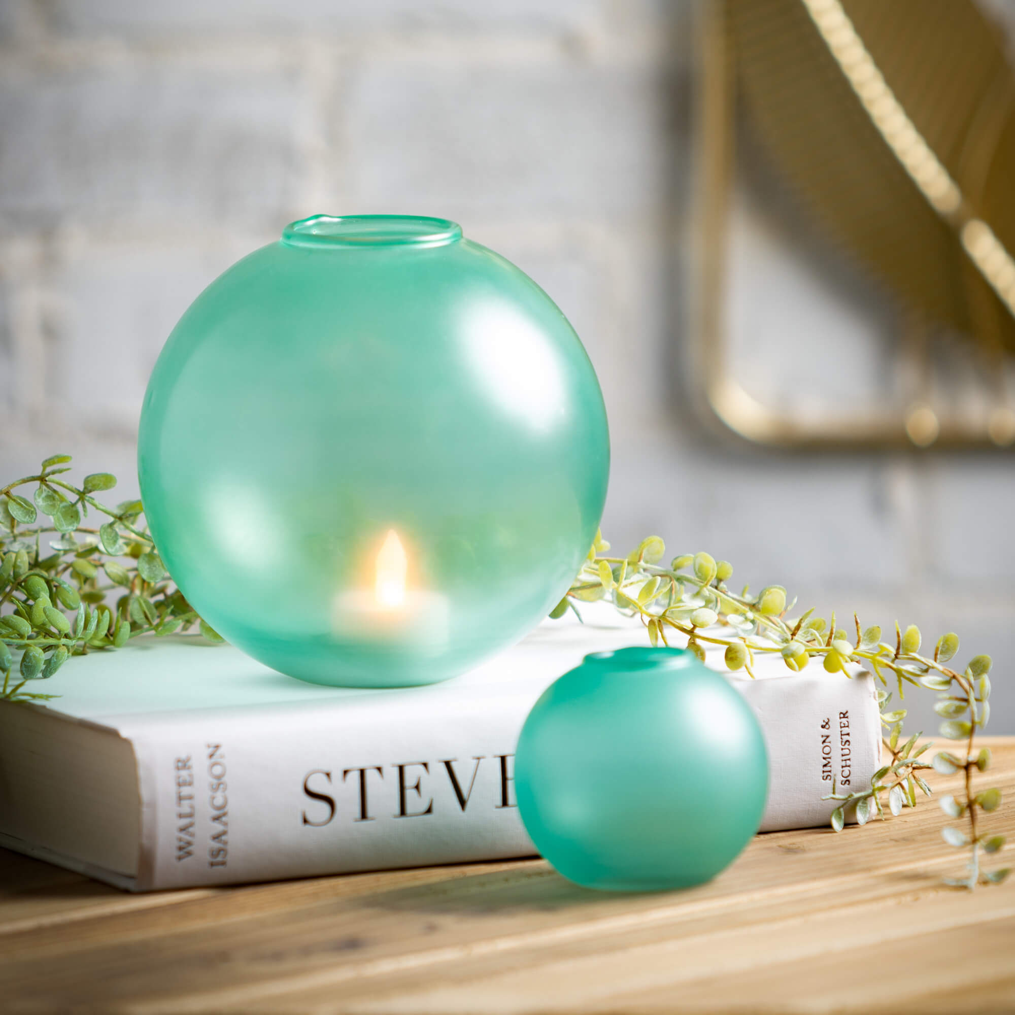 Sea Glass Globe Vase Set Of 2