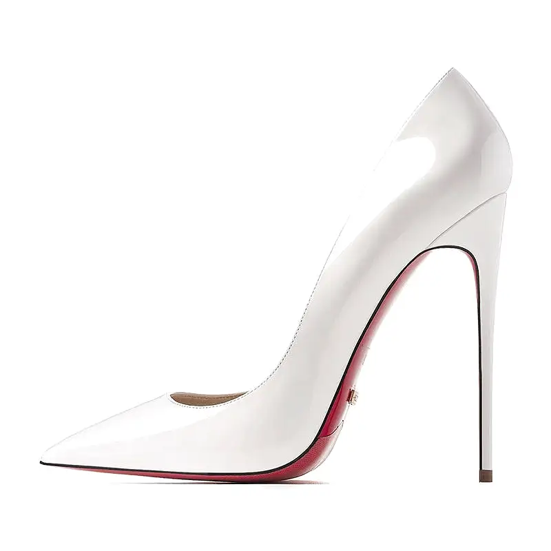 Silver Luxury Brand Women Red Pumps Pointed Toe Thin Heel High Heels