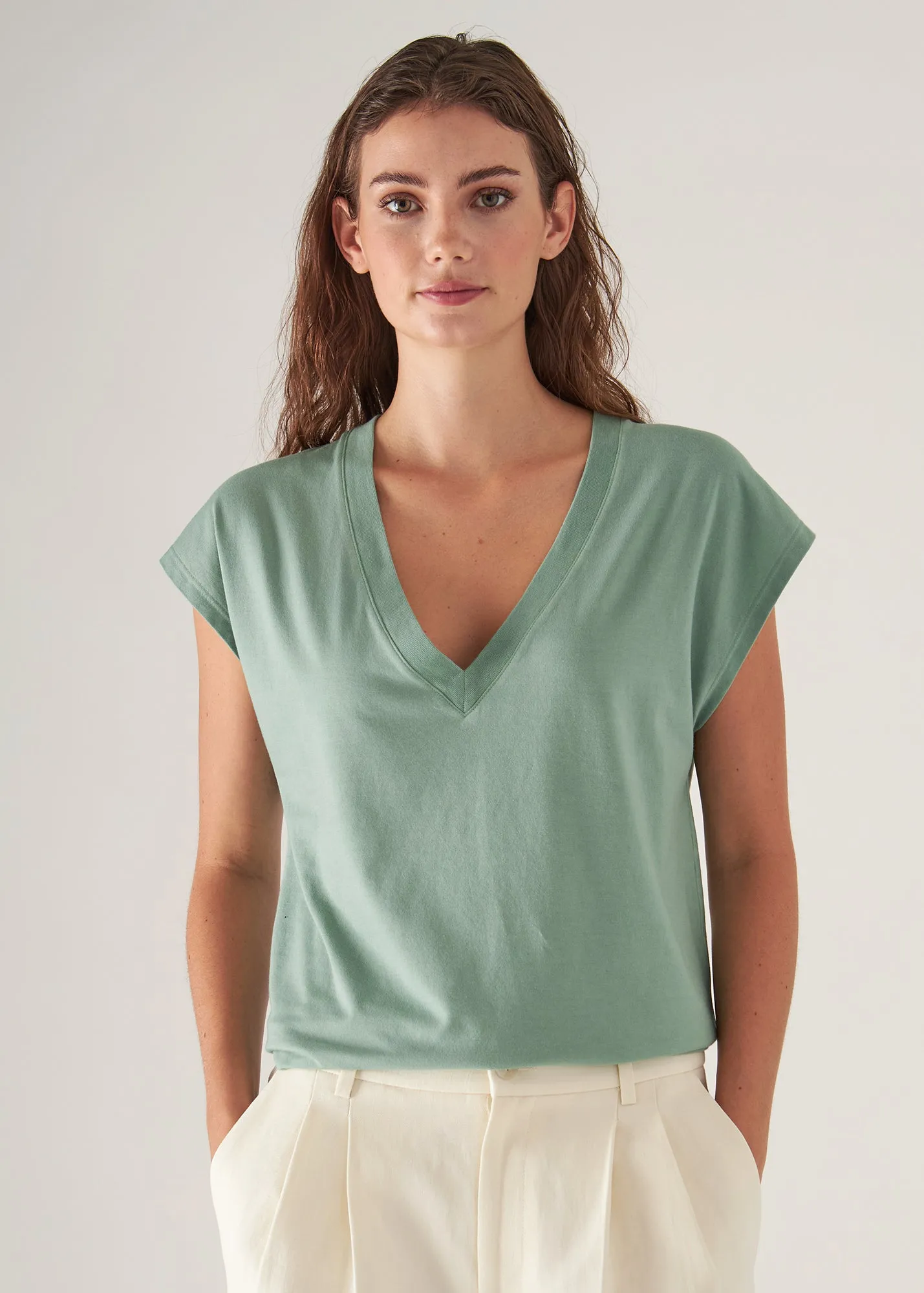 SUBLIME REACTIVE PIMA COTTON STRETCH DOLMAN V-NECK