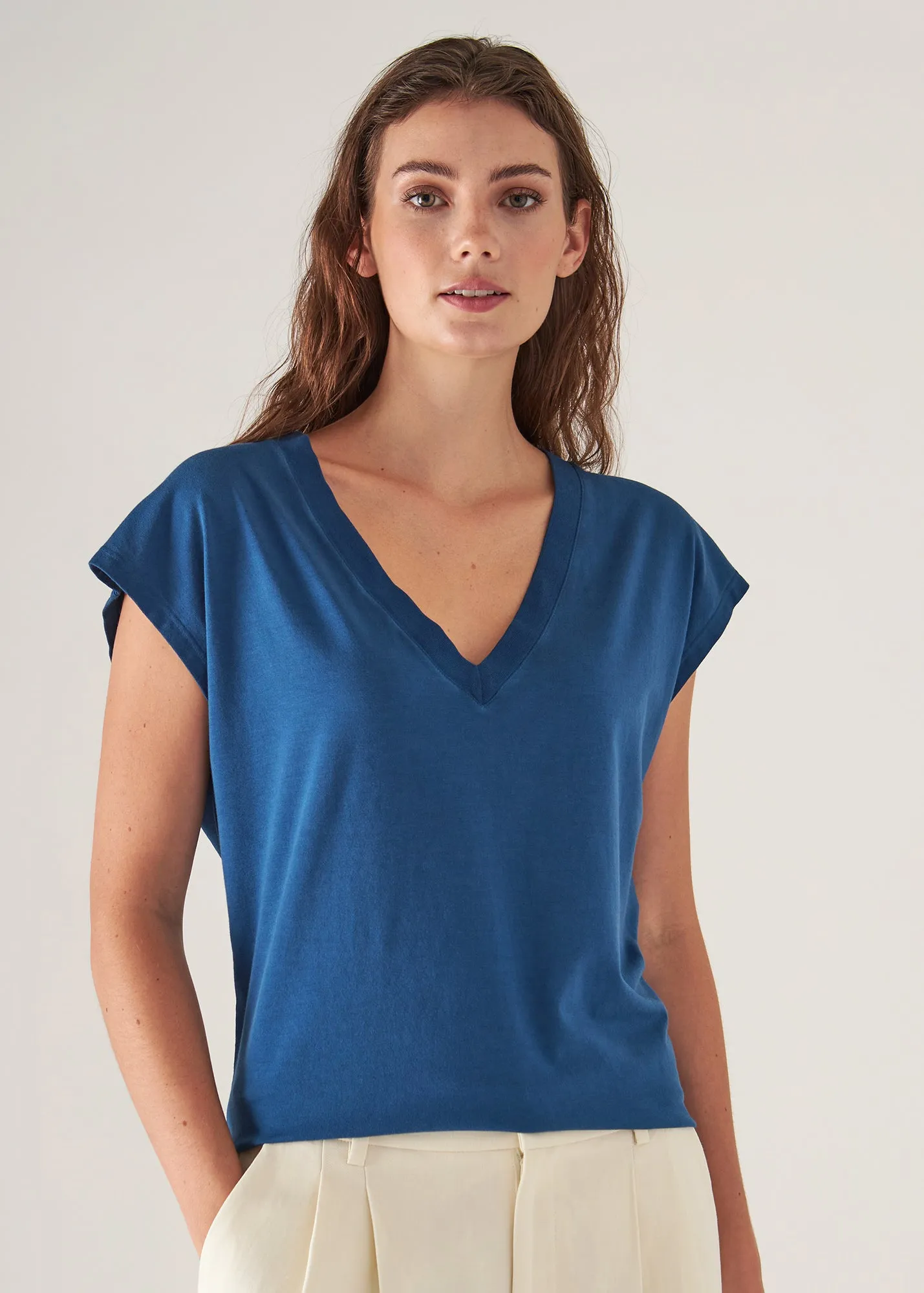 SUBLIME REACTIVE PIMA COTTON STRETCH DOLMAN V-NECK