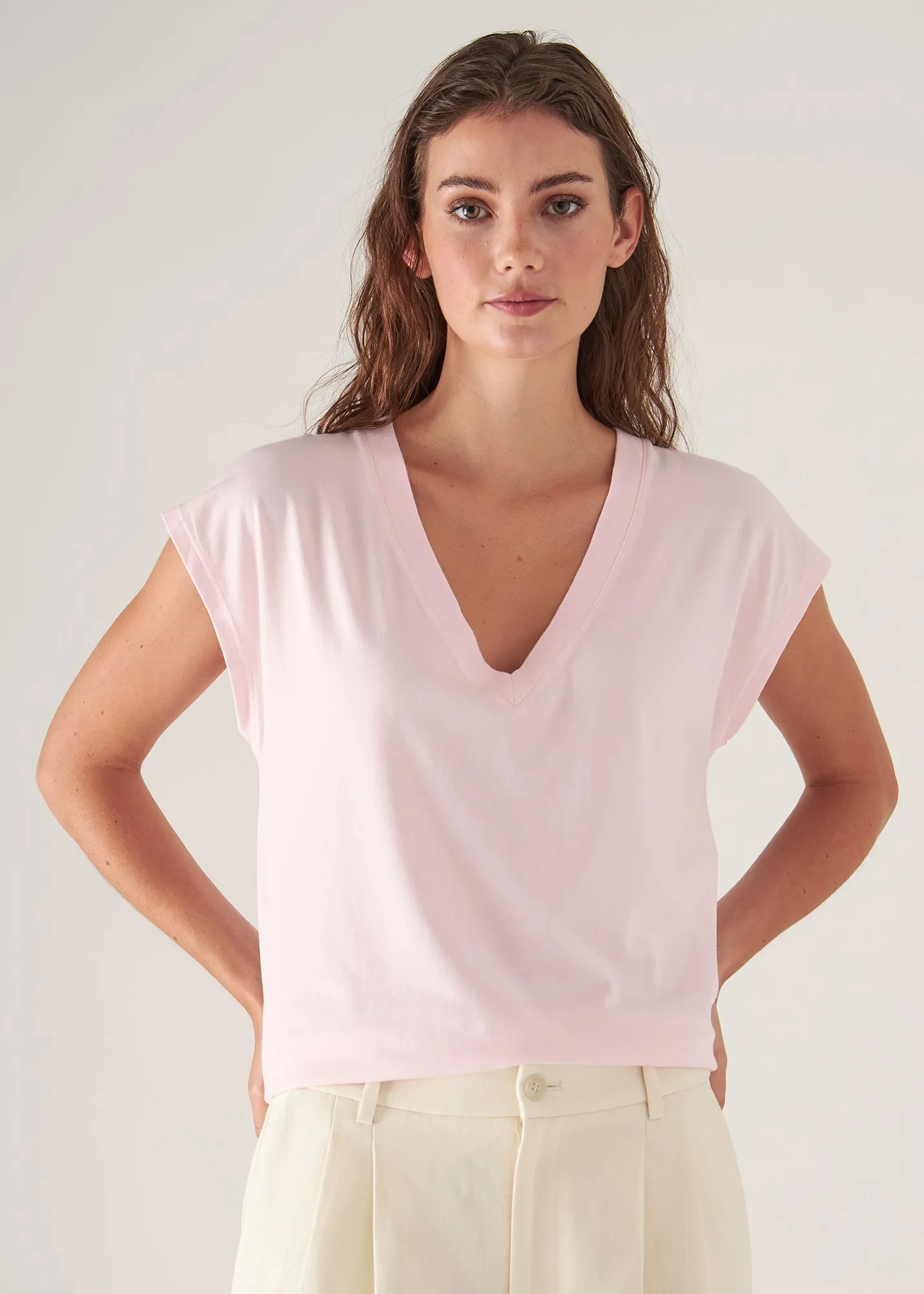 SUBLIME REACTIVE PIMA COTTON STRETCH DOLMAN V-NECK