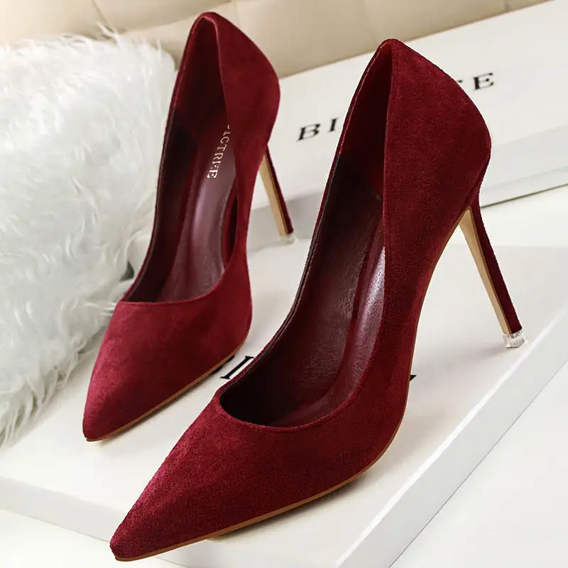 Suede High Heels Stiletto Party Shoes Female Comfort Women Heels