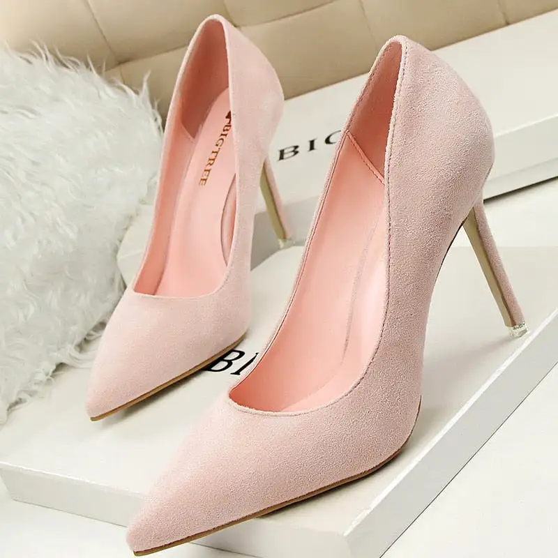 Suede High Heels Stiletto Party Shoes Female Comfort Women Heels