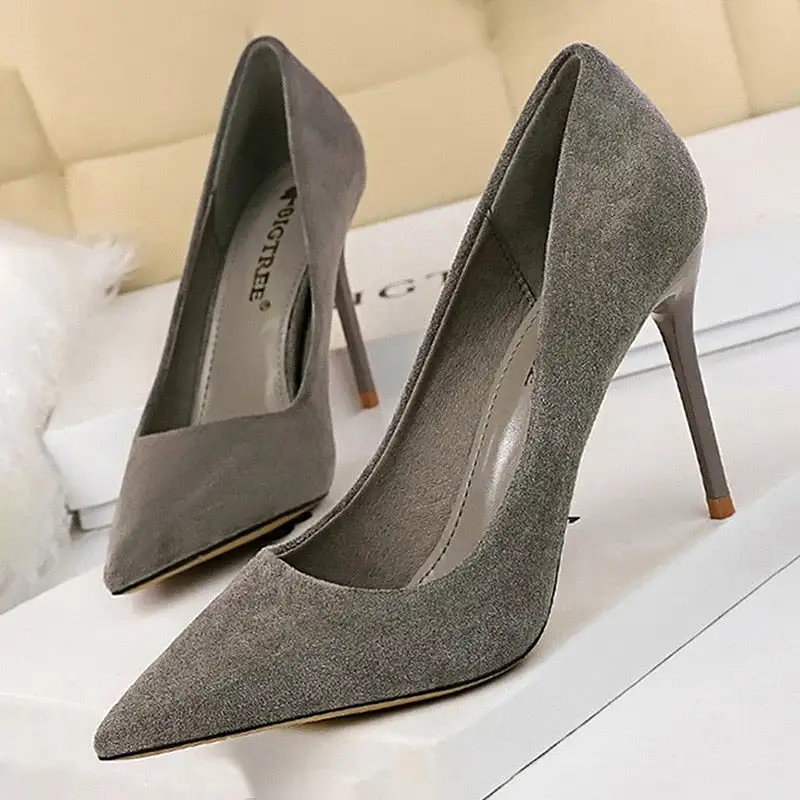 Suede High Heels Stiletto Party Shoes Female Comfort Women Heels