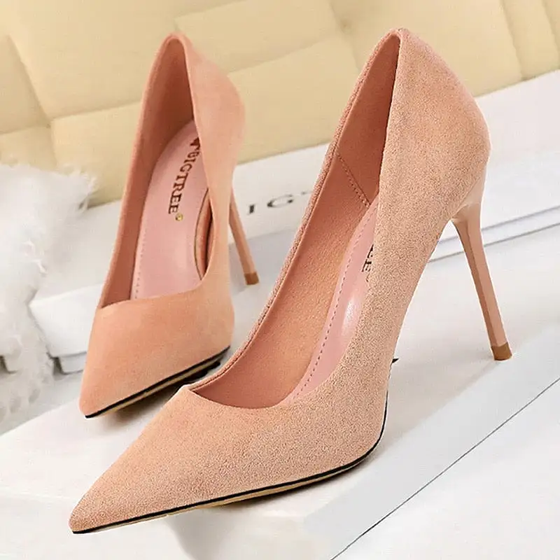 Suede High Heels Stiletto Party Shoes Female Comfort Women Heels