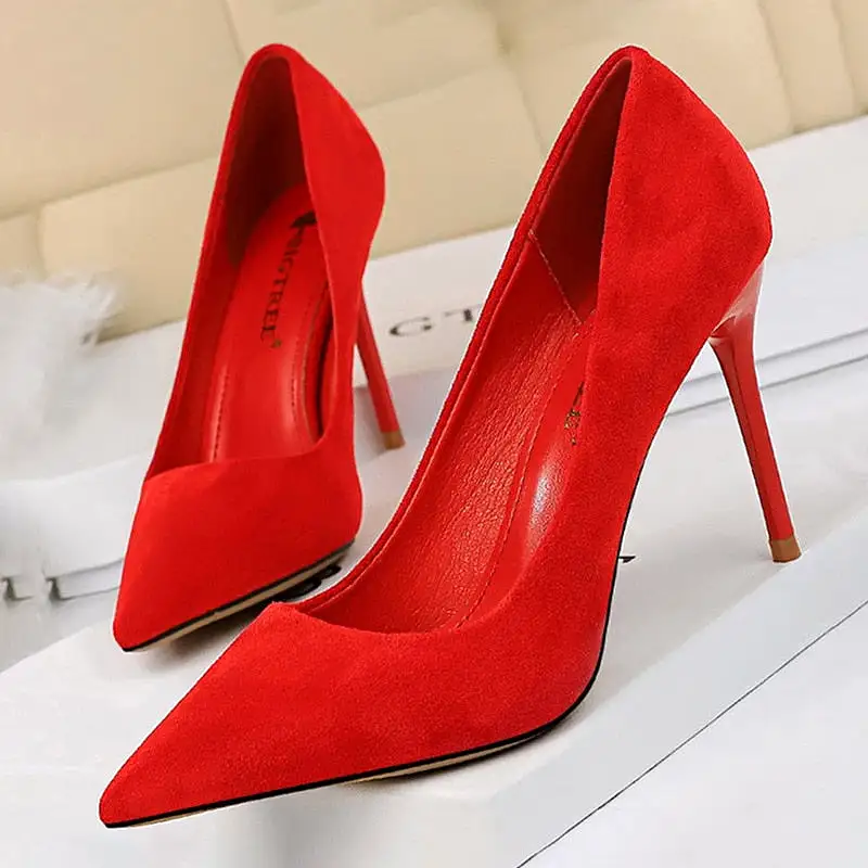 Suede High Heels Stiletto Party Shoes Female Comfort Women Heels